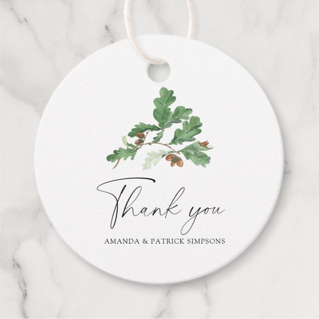 Acorn branch - Wedding Thank You Favour Tags (Front)