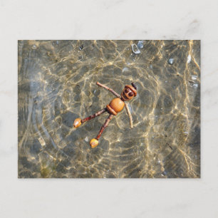 Acorn Elf Floating in Water Postcard