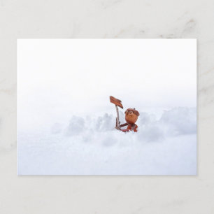 Acorn elf on a snow - winter postcard