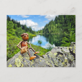 Acorn elf on a trip - summer postcrossing postcard