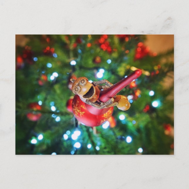 Acorn elf on top of the Christmas tree - Christmas Postcard (Front)