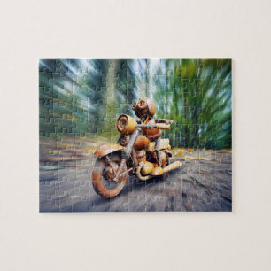 Acorn elf rider on the motorbike jigsaw puzzle