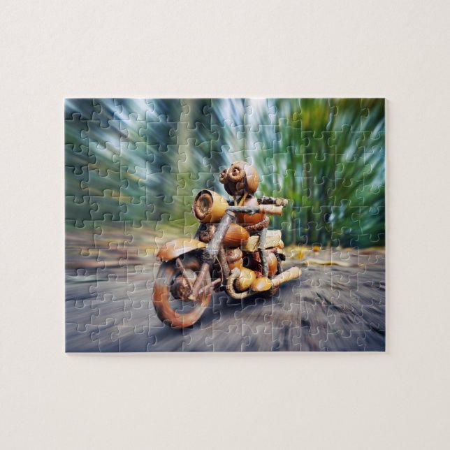Acorn elf rider on the motorbike jigsaw puzzle (Horizontal)
