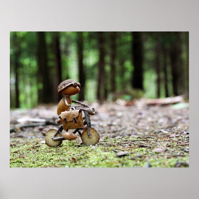 Acorn elf riding the bike to the office poster (Front)