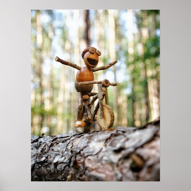 Acorn elf riding the bike without holding  poster (Front)