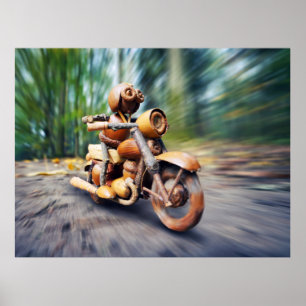 Acorn elf riding the motorbike poster