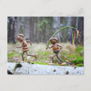 Acorn elf with Easter stick Easter Postcard