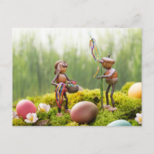 Acorn elf with Easter stick Easter Postcard