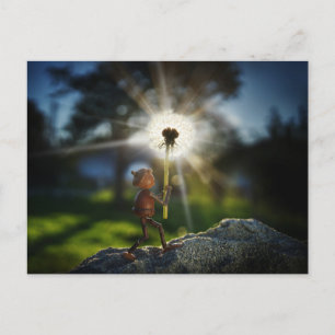 Acorn elf with the light dandelion postcard