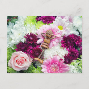 Acorn elves beauty in flowers postcard
