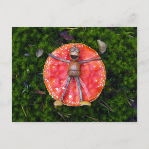 Acorn elves like Leonardo laying on the mushroom Postcard