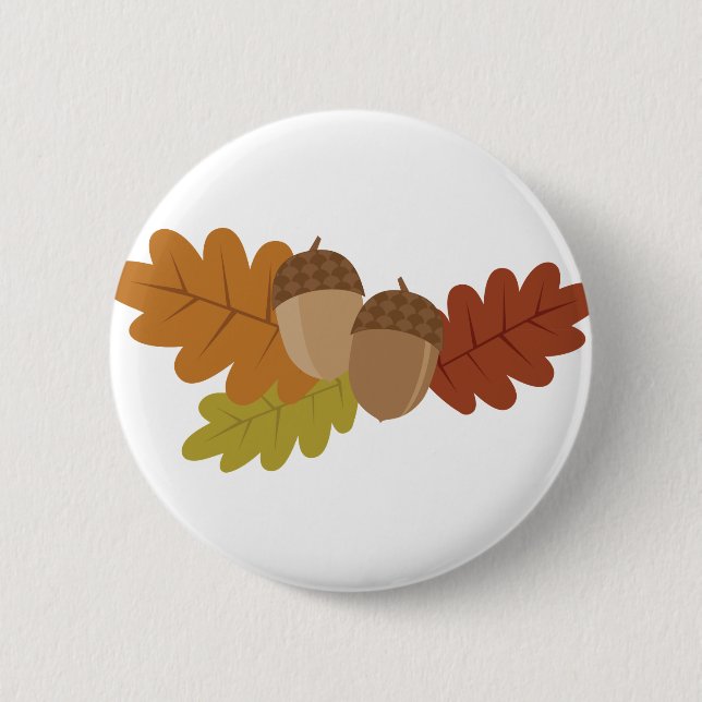 Acorn Leaves 2 Inch Round Button (Front)