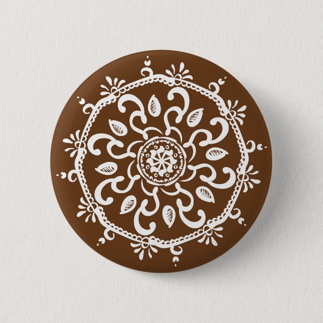 Acorn Mandala 2 Inch Round Button (Front)