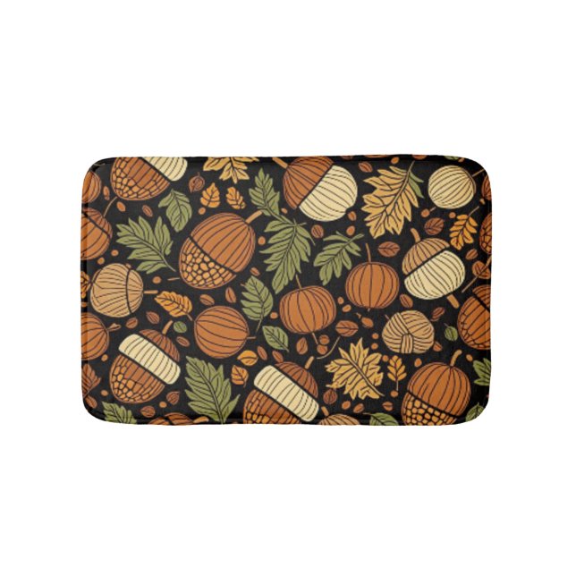 Acorn Pattern Harvest Day Bath Mat (Front)
