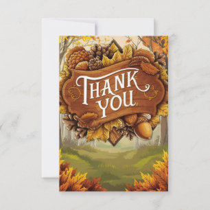 Acorn Pumpkin Autumn Fall Thank You Card