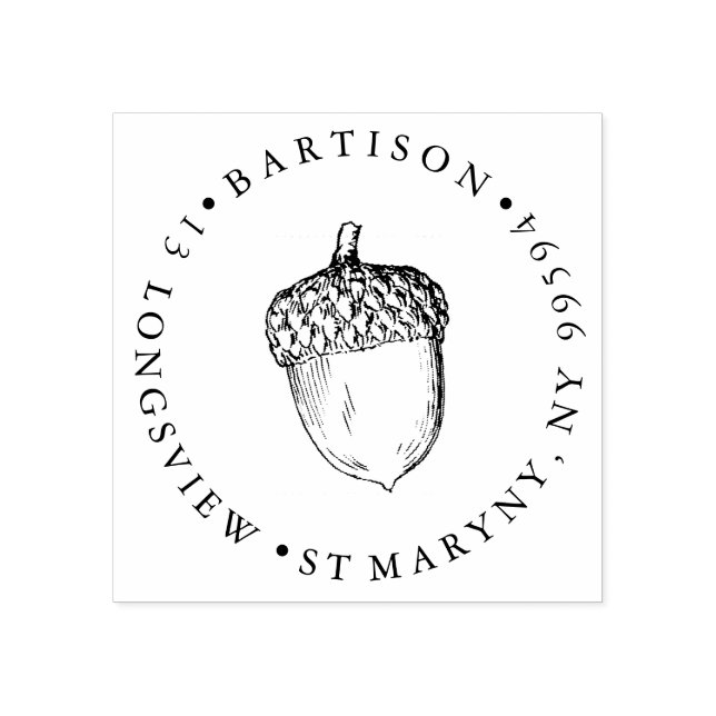 Acorn ROUND RETURN ADDRESS Rubber Stamp (Imprint)