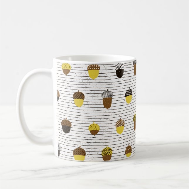 Acorn seamless pattern. Autumn surface decoration. Coffee Mug (Left)