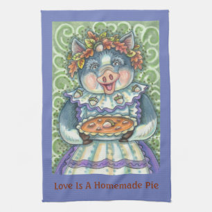 ACORN & SQUASH PIE, THANKSGIVING PIG KITCHEN TOWEL