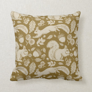 Acorn Squirrel Golden Yellow Pillow