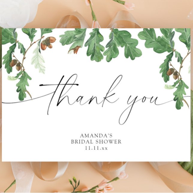 Acorn tree bridal shower thank you card (Creator Uploaded)