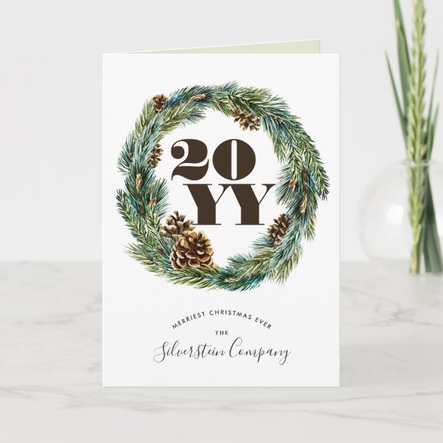 Acorn Wreath Christmas Holiday Corporate Folded Invitation (Front)