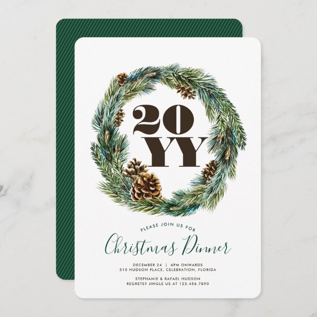 Acorn Wreath Christmas Party Invitation (Front/Back)