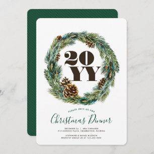 Acorn Wreath Christmas Party Invitation