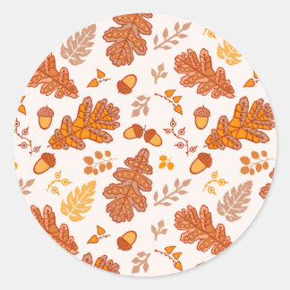 Acorns and Fall Leaves Classic Round Sticker