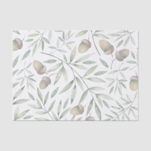 Acorns and greens botanical tissue paper