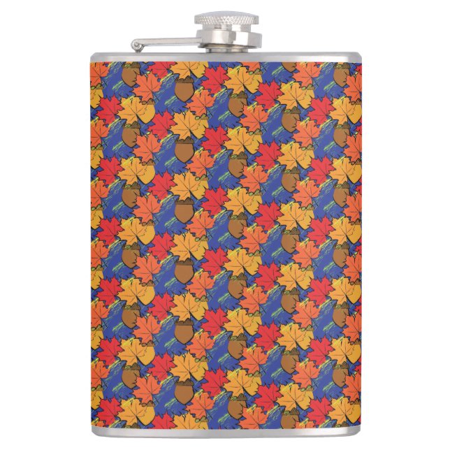 Acorns and leaves I Hip Flask (Front)