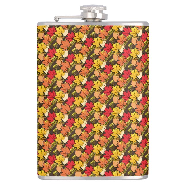 Acorns and leaves IV Hip Flask (Front)