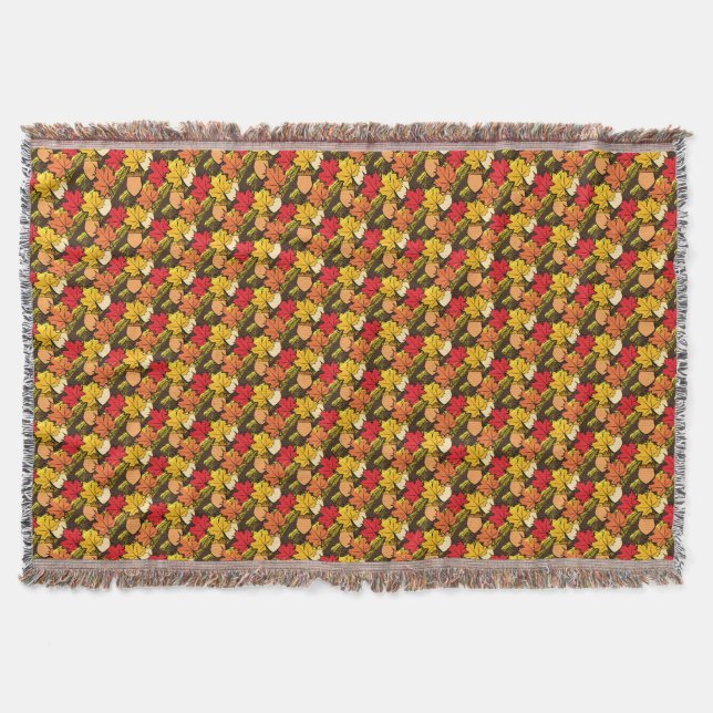 Acorns and leaves IV Throw Blanket (Front)