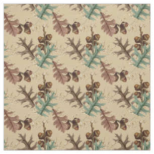 Acorns and Leaves on Cream Fabric
