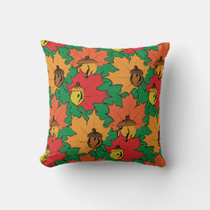 Acorns and leaves VI Throw Pillow