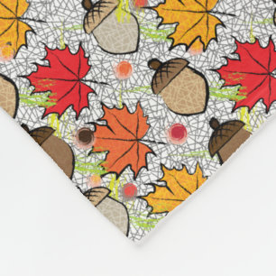 Acorns and leaves VII Fleece Blanket