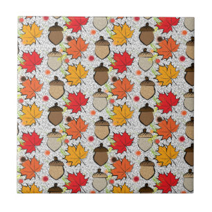 Acorns and leaves VII Tile