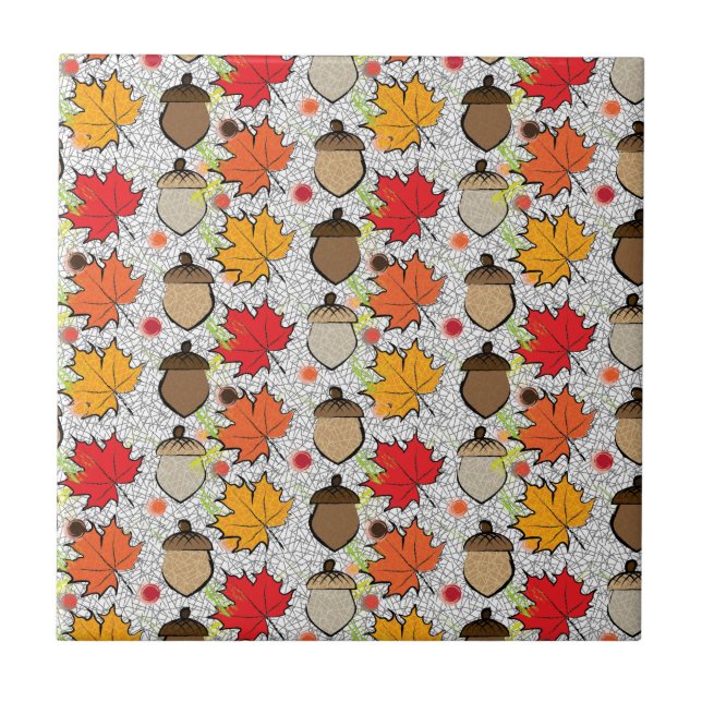 Acorns and leaves VII Tile (Front)
