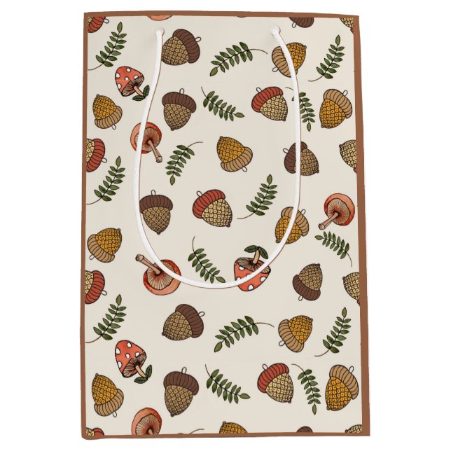 Acorns and Mushrooms Autumn Medium Gift Bag (Front)