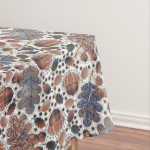 Acorns and Oak Leaves Macro Blue Brown Autumn Tablecloth
