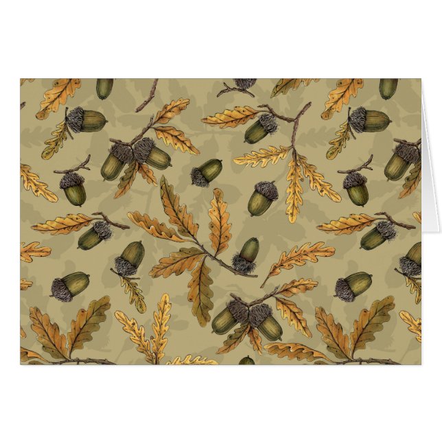 Acorns and oak leaves on ecru (Front Horizontal)
