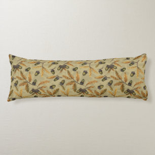 Acorns and oak leaves on ecru body pillow