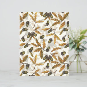 Acorns and oak leaves on off white