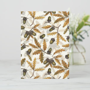 Acorns and oak leaves on off white