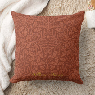 Acorns and oak leaves pattern - Morris William Throw Pillow