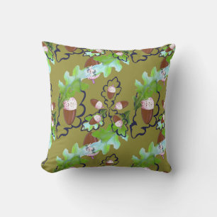 Acorns and oak leaves. throw pillow
