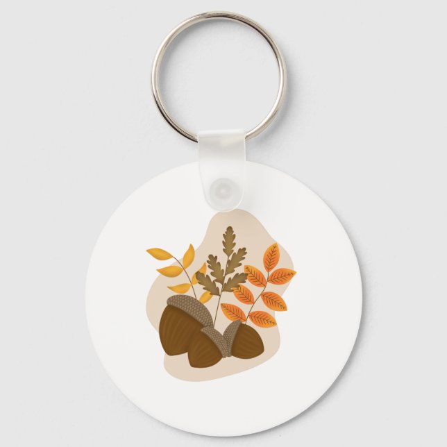 Acorns Autumn Fall  Keychain (Front)