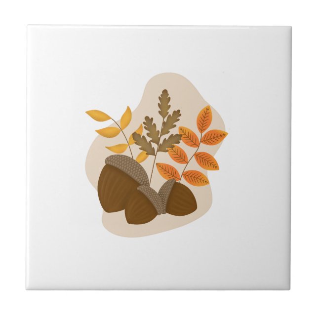 Acorns Autumn Fall  Tile (Front)