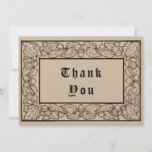 Acorns & Oak Leaves Arts And Crafts Style Thank You Card