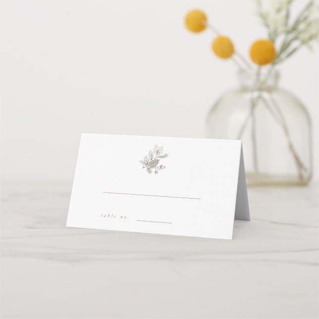 Acorns & Pine Cone Fall Wedding Escort Card (Front)