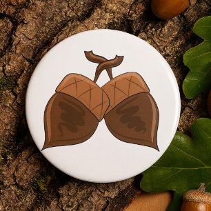 Acorns Rustic Autumn Forest Nature 3 Inch Round Button